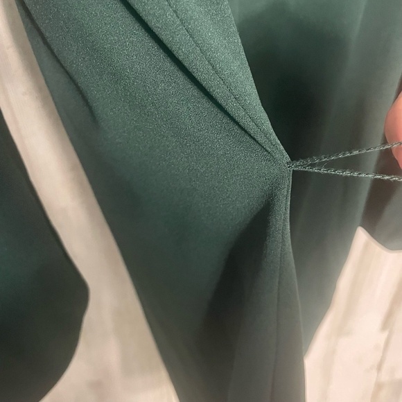 BADGLEY MISCHKA Belle Dress sz 4 Dark Green Cocktail Party Velvet Balloon Sleeve - Picture 7 of 9